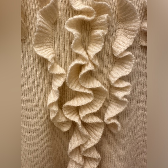 RED Valentino Beige Ruffle Front Sweater Size Small - Picture 5 of 9